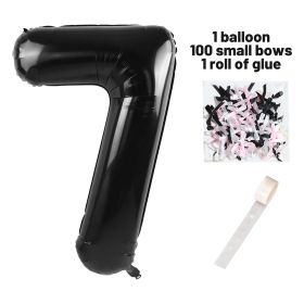 40 Inch Black Number Balloons With  Ribbon Bow 1 Roll Glue Point
