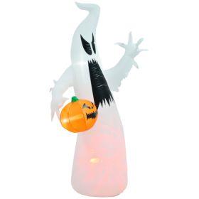 HOMCOM 5.9 Halloween Inflatable Outdoor Decoration Ghost With Pumpkin, Blow Up LED Yard Decor For Garden, Lawn, Party, Holiday, Waterproof