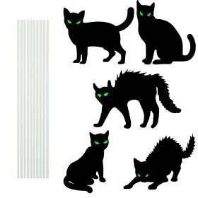 6Pcs Skull Or 6Pcs Tomb Or 5Pcs Black Cat Halloween Yard Sign Decorations  Glow In The Dark For Haunted House Garden Yard And Scary Theme Party