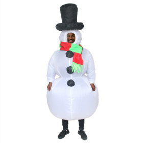Christmas Snowman Inflatable Costume Blow Up Snowman Costume Fancy Snowman Dress  Jumpsuit Halloween Cosplay Outfit Gift-Only Supports Self-pickup.