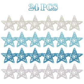 24 Pcs Blue Theme Wicker Rattan Balls