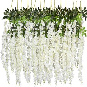 12 Pcs 3.61 Ft Artificial Wisteria Flowers Vine Ratta Hanging Garland Silk Flowers String Garden Floral