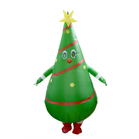 Inflatable Walking Christmas Tree Suit, Unisex  Fancy Dress Costume, Cosplay Party Funny Clothes With Beard Hat For--Only Supports Self-pickup.