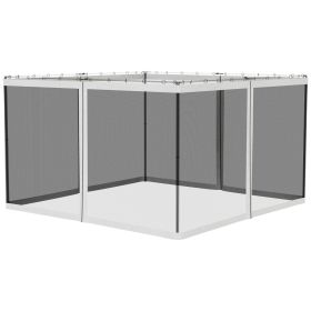 Outsunny 10' X 12' Replacement Mesh Sidewall Netting For Patio Gazebos And Canopy Tents With Zippers