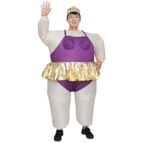 Inflatable Costume Ballet Game Cloth Adult Funny Blow Up Suit Halloween Men's Costume Purple Cosplay, Plus Size-Only Supports Self-pickup.