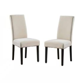 Set of 2 Fabric Upholstered Dining Chair with Black Wood Legs