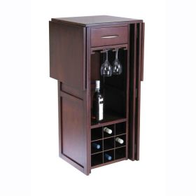 9 Bottle Walnut, Wine Bottle Rack, Mini Bar Expandable Counter
