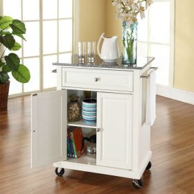 Kitchen Cart with Granite Top and Locking Casters Wheels