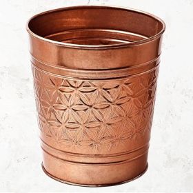 Bathroom Bedroom Metal Trash Can , Waste Basket in Copper Finish