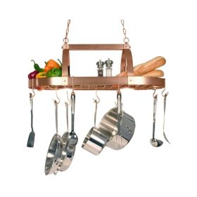 Rustic ,2 Light ,10 Hook Ceiling Mounted Hanging Pot Rack in Copper