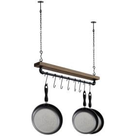 Farm Home, Rustic, Industrial 8 S-Hooks Ceiling Mounted Hanging Pot Rack