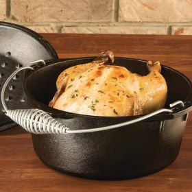 5-Quart Seasoned Cast Iron Dutch Oven, with Lid and Spiral Wire Handle