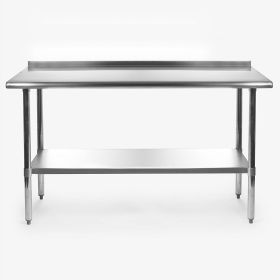 Stainless Steel, 60 x 24 inch Heavy Duty Certified  Work Bench Prep Table with Backsplash