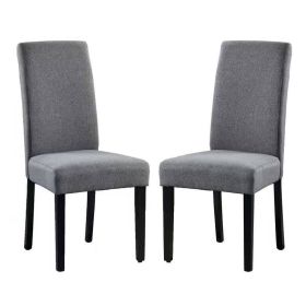 Set of 2 , Fabric Upholstered Dining Chair with Black Wood Legs