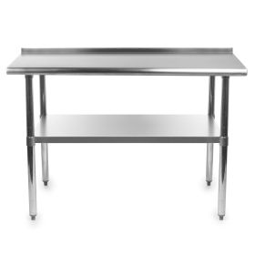 Heavy Duty 48 x 24 inch Stainless Steel Kitchen Prep Work Table with Backsplash