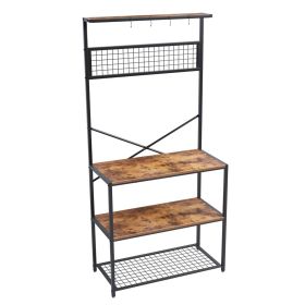 Modern Metal Wood 4-Shelf Kitchen Baker's Rack, Microwave Stand