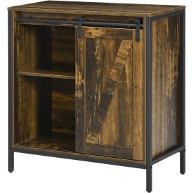 Farmhouse Buffet ,Cabinet Sideboard with Sliding Door in Rustic Brown Wood Finish