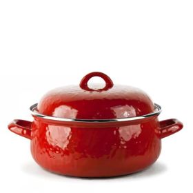 4-Quart, Red Porcelain-Coated Steel,  Dutch Oven with Lid and Stainless Steel Trim