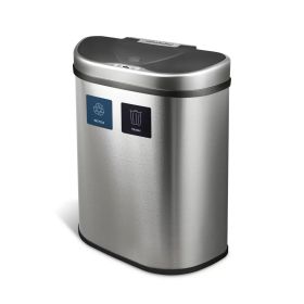 Dual Stainless Steel ,18-Gallon Trash Can , Recycle Bin with Motion Sensor Lid
