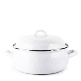 4-Quart, White Porcelain-Coated Steel,  Dutch Oven w/ Lid and Stainless Steel Trim