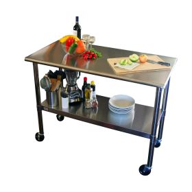 2ft x 4ft Stainless Steel Top Prep Table, with Locking Casters Wheels