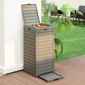 31-Gallon ,Heavy Duty Coffee Brown , Plastic Outdoor Trash Can with Bottom Liquid Drawer