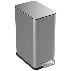 2.6 Gallon Slim, Rectangular Stainless Steel Step Trash Can