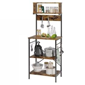 Industrial Modern Kitchen, Metal Wood Shelf Bakers Rack,  Microwave Stand