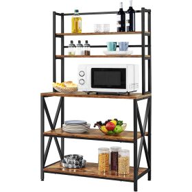 Modern Industrial Metal Wood,  Bakers Rack,  Kitchen Storage Shelf