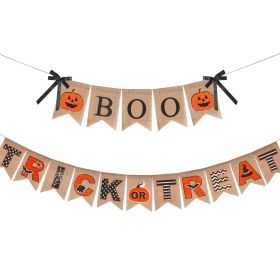 Halloween Burlap Banner Halloween Party Mantel Wall Hanging Supplies For Home Farmhouse Patio