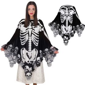 Halloween Lace Poncho Plus Size Halloween Skeleton Cape Day Of The Dead Costumes For Women 59 Inches X 59 Inches -Selling On Amazon Is Prohibited
