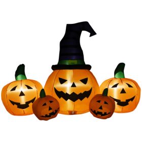 Outsunny 73L Inflatable Halloween Decoration,5 Pumpkin, Blow Up Outdoor LED Yard Display, Waterproof
