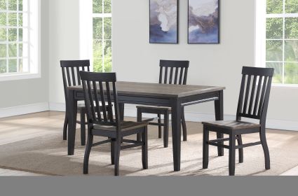 Farmhouse 5pc Dining Set: Two-Tone Finish, Cottage Style Table, Schoolhouse Chairs, Perfect for Gathering