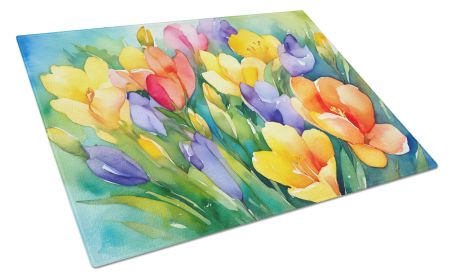 NEW Freesias in Watercolor Glass Cutting Board Decorative Tempered Glass Kitchen Cutting and Serving Board Large Size Chopping Board