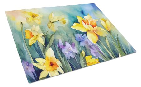 NEW Daffodils in Watercolor Glass Cutting Board Decorative Tempered Glass Kitchen Cutting and Serving Board Large Size Chopping Board