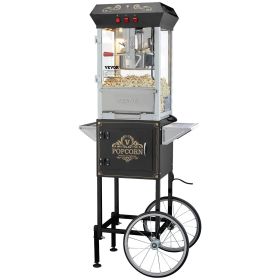 VEVOR Popcorn Popper Machine with Cart Popcorn Maker 850W 8 Oz 48 Cups Black